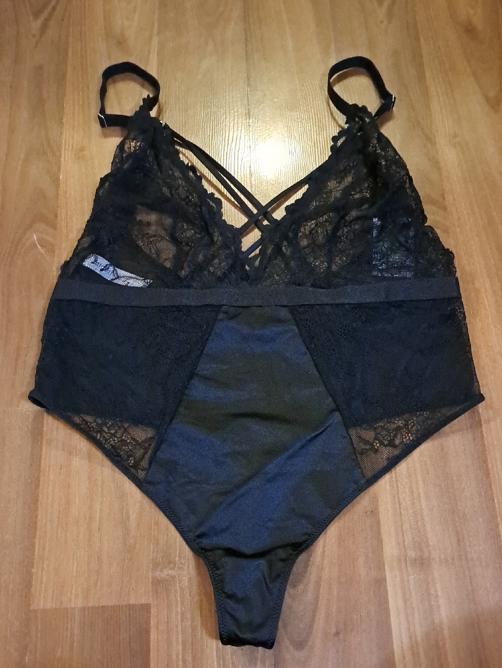 Auden Black Lace Crisscross Bodysuit